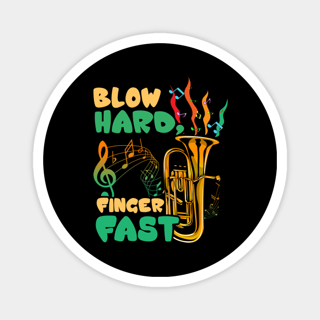 Blow Hard Finger Fast Funny Saxophone Musician Pun Magnet by theperfectpresents